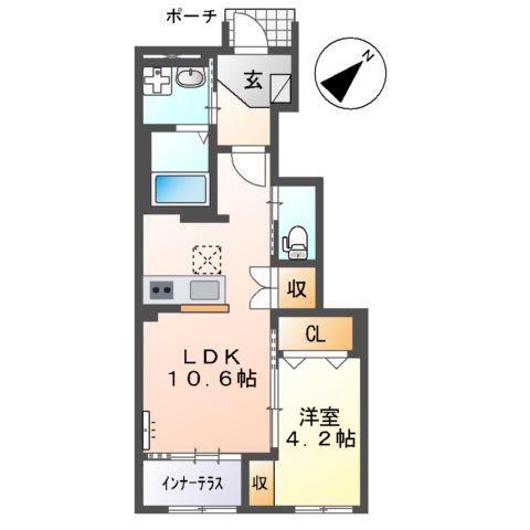 CAMELLIA(1LDK/1階)の間取り写真