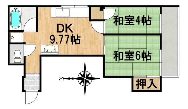 丸内ビル(2DK/2階)の間取り写真