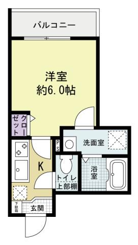 GREENHILLⅤ(1K/3階)の間取り写真
