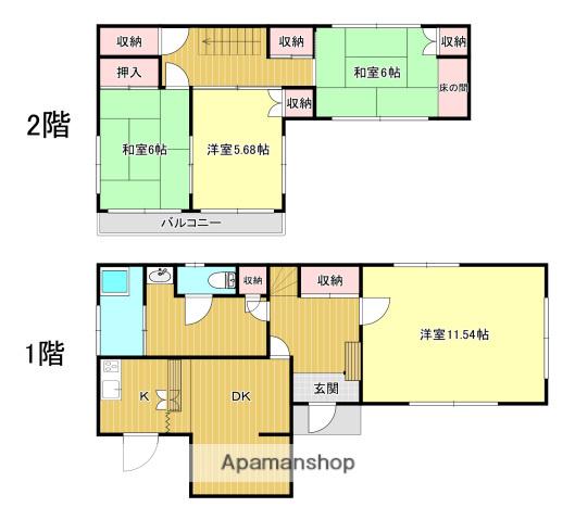 広島県広島市東区 2階建 築51年(4DK)の間取り写真