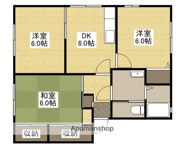 ドミール東青崎(3DK/2階)の間取り写真