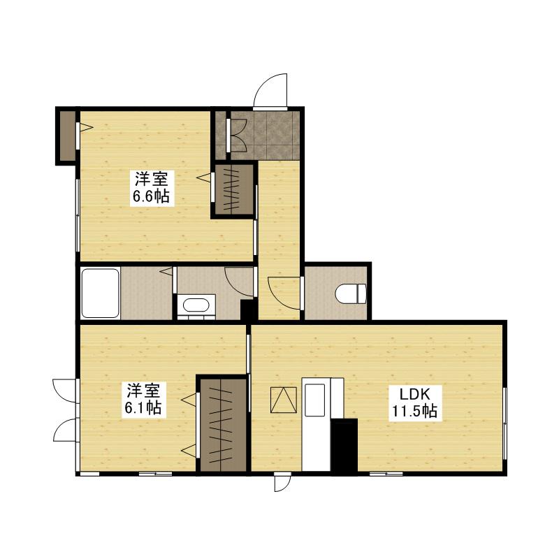 ベレオ西原(2LDK/1階)の間取り写真