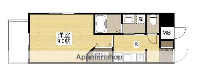 アクアシティ本川町(1K/4階)の間取り写真