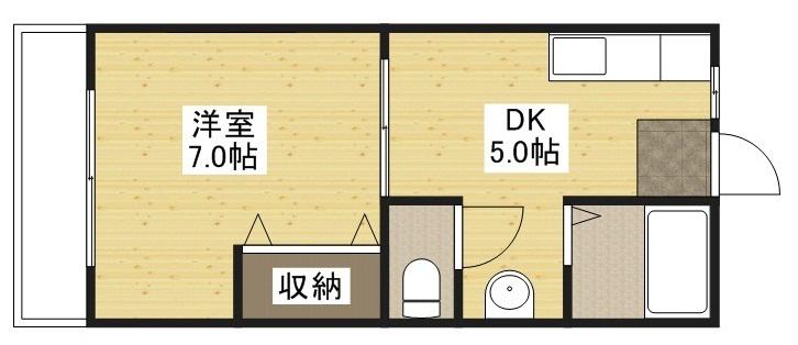 琴荘(1DK/1階)の間取り写真