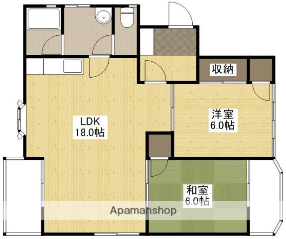 村上ビル(2LDK/4階)の間取り写真