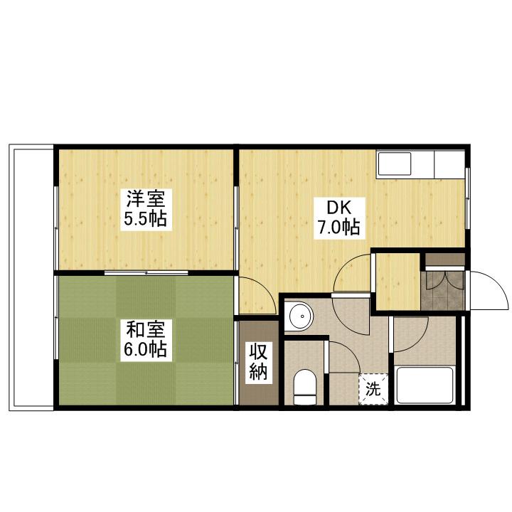 サンブレス(2DK/2階)の間取り写真