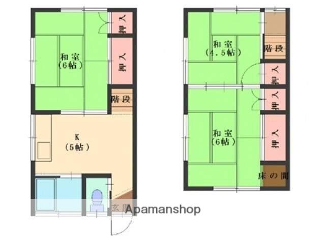 広島電鉄宮島線 佐伯区役所前駅 徒歩19分 2階建 築59年(3K)の間取り写真