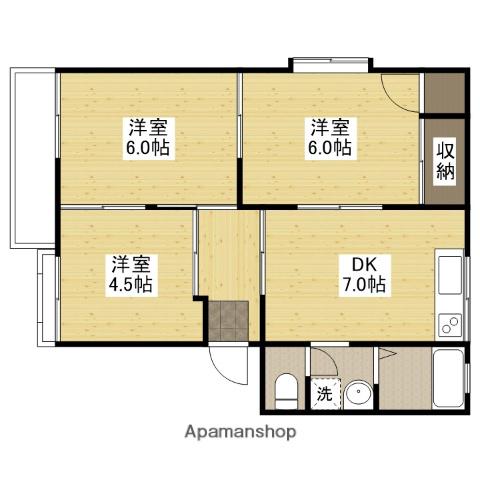 高崎ハイツD棟(3DK/2階)の間取り写真