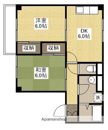 グリーンヒルズ丹那(2DK/1階)の間取り写真