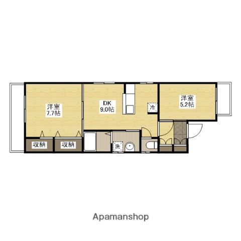 広島電鉄本線 銀山町駅 徒歩8分 4階建 築20年(2DK/3階)の間取り写真