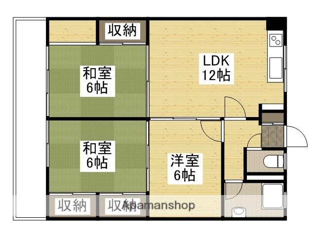 上村マンション(3LDK/4階)の間取り写真