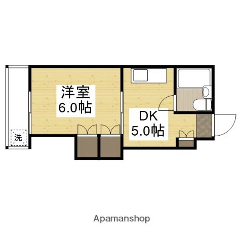 アーバン田部(1DK/3階)の間取り写真