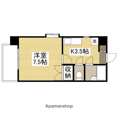 ソレイユ白島(1K/6階)の間取り写真