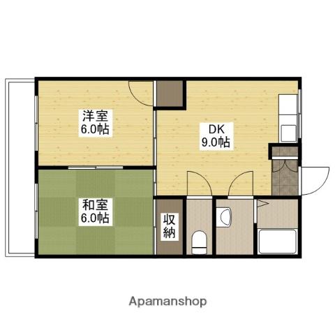 迫本マンション(2LDK/3階)の間取り写真