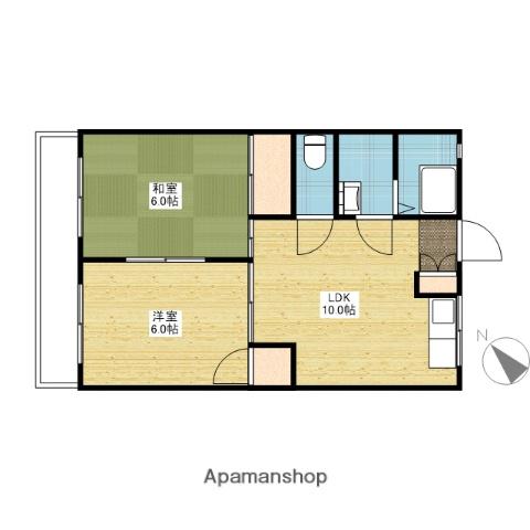 迫本マンション(2LDK/1階)の間取り写真