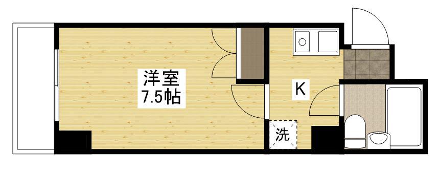ひし屋ビル(1K/6階)の間取り写真
