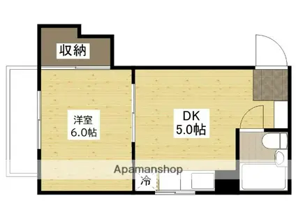 藤澤ビル(1DK/2階)の間取り写真