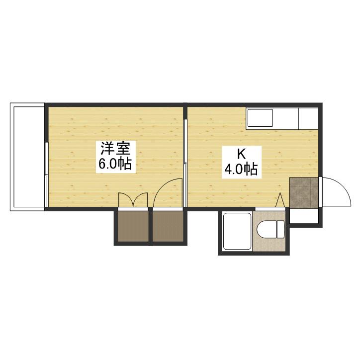 島津ビル(1K/2階)の間取り写真