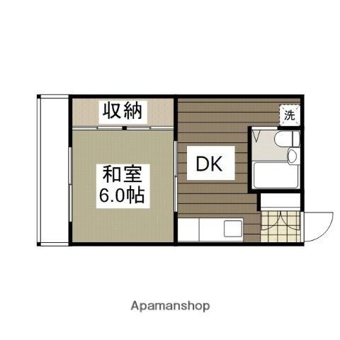 酒井ビル(1DK/2階)の間取り写真