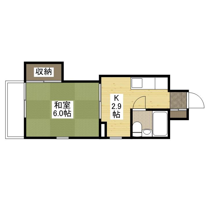 ダイアパレス宝町(1K/2階)の間取り写真