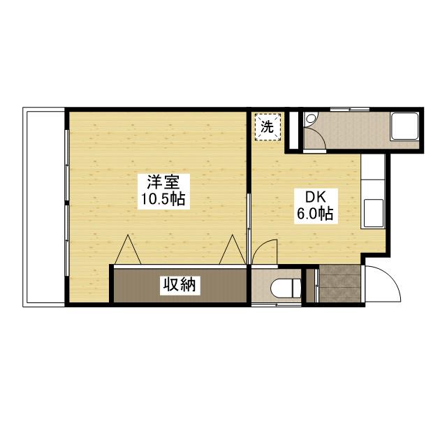 大石ビル(1DK/4階)の間取り写真