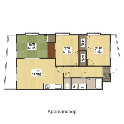 フェリスクラモト(3LDK/2階)の間取り写真