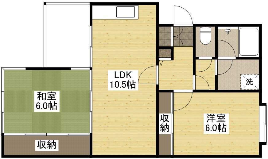 フェリスⅡ(2LDK/2階)の間取り写真
