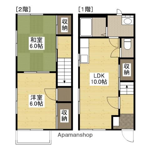 ミニオンハイツ C棟(2LDK/1階)の間取り写真