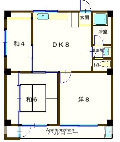 シャトーブラン(3DK/6階)の間取り写真