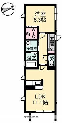 リヴェール祇園(1LDK/1階)の間取り写真