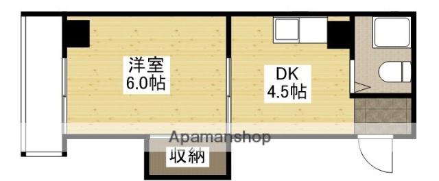 玉井ビル(1DK/2階)の間取り写真