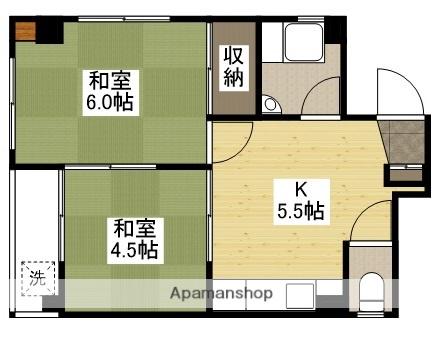 窪田ビル(2K/2階)の間取り写真