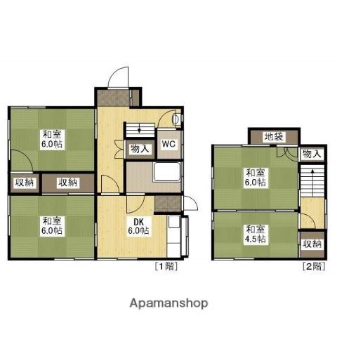 広島電鉄宮島線 山陽女学園前駅 徒歩14分 2階建 築46年(4DK)の間取り写真