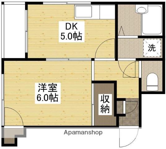 フラット光町(1DK/2階)の間取り写真
