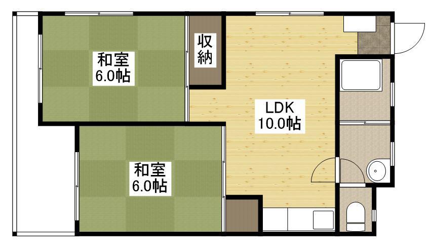冨田ビル(2LDK/3階)の間取り写真