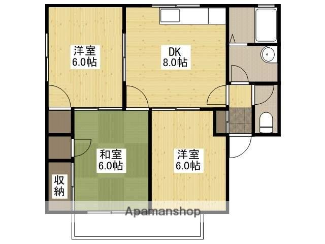 セジュール高取 A棟(3DK/2階)の間取り写真