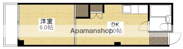 和秀三篠北町ビル(1DK/5階)の間取り写真