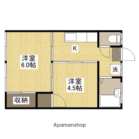 ますもとビル(2K/4階)の間取り写真