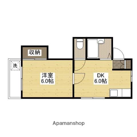 峰ガーデン(1DK/2階)の間取り写真