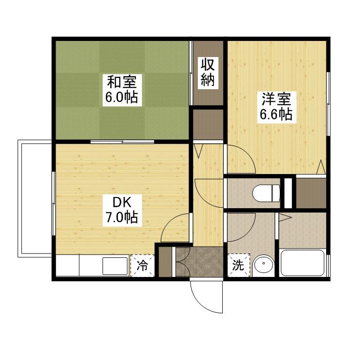 セジュールISHIDA A棟(2DK/2階)の間取り写真
