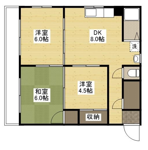 太田川マンション(3DK/3階)の間取り写真