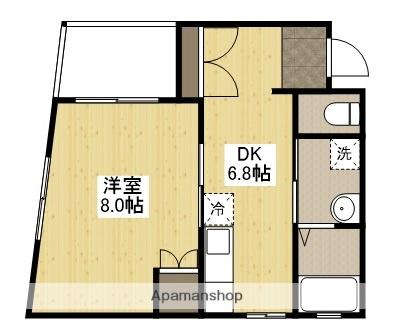 FLECHIR-KUB(1DK/2階)の間取り写真