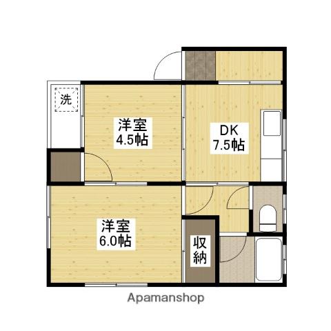 三篠ハイム(2DK/4階)の間取り写真