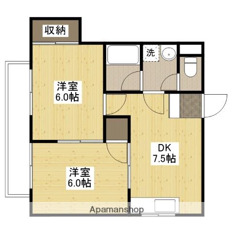 コーポ益(2DK/4階)の間取り写真