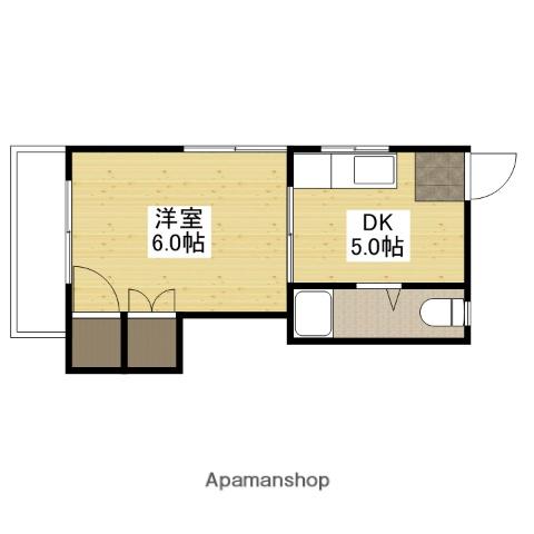 ヤマトビル(1DK/5階)の間取り写真