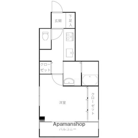 フォブール船越(1K/3階)の間取り写真