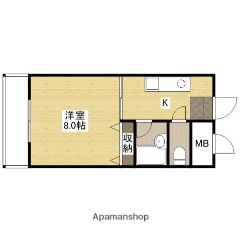己斐西ハイム(1K/2階)の間取り写真