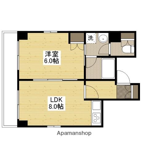 アクアビュー東観音(1LDK/2階)の間取り写真
