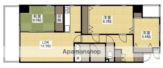 ハウスバーンフリート弐番館(3LDK/3階)の間取り写真