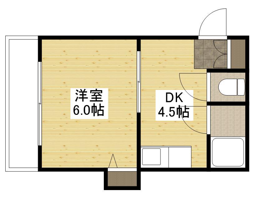 塩本ビル(1DK/4階)の間取り写真